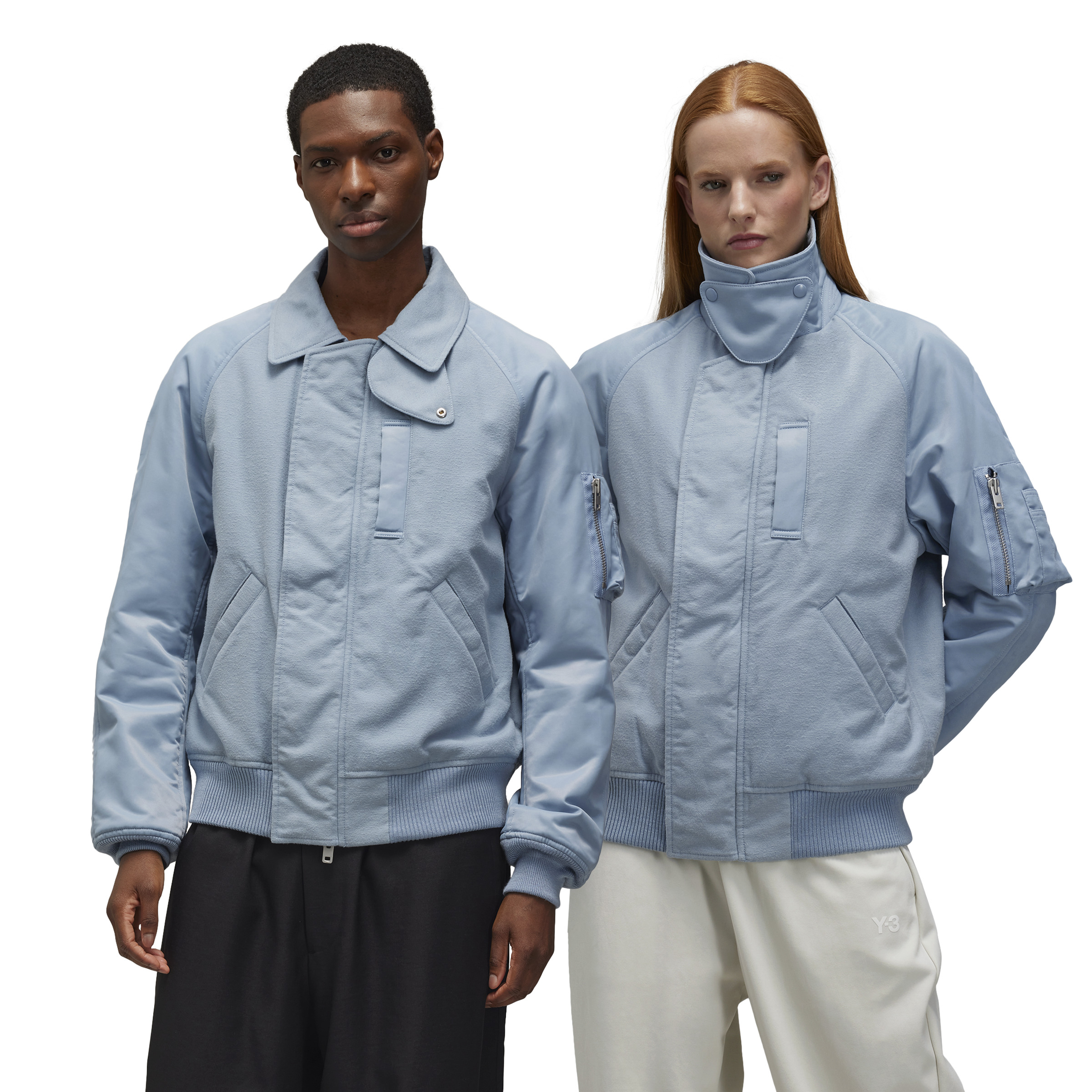 Y-3/Y-3（51-JD9852）云水蓝情侣短款休闲运动棉衣夹克外套