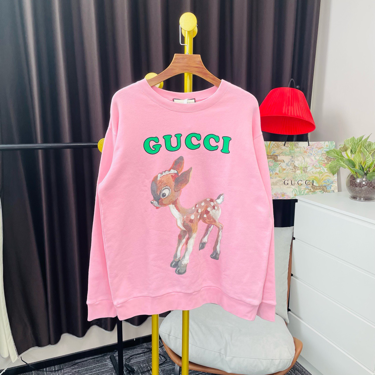 99新 GUCCI/古驰 Gucci/古驰 粉色小鹿卫衣 m码 95新/无配件