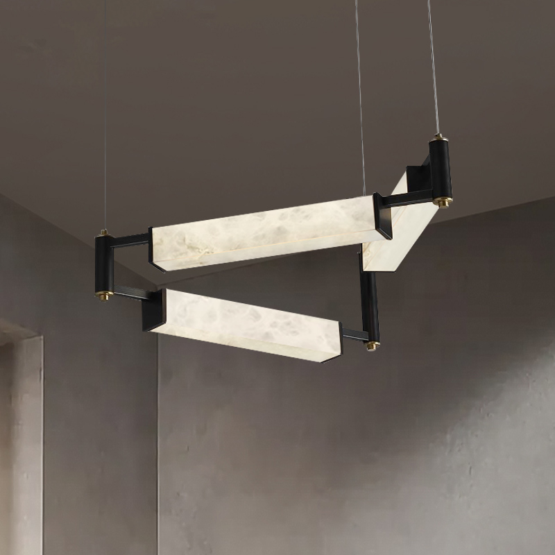 天然云石客厅吊灯后现代全铜餐厅灯卧室书房酒店别墅饭厅云石吊灯