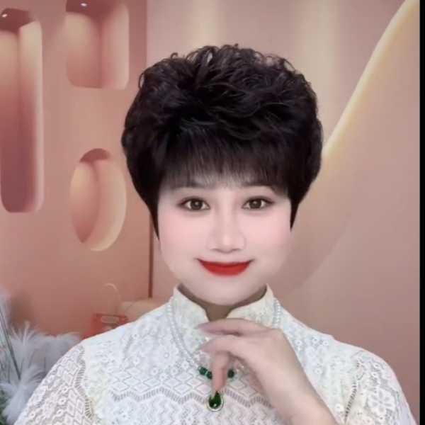 真人发丝富贵洋气卷蓬松自然中老年透气发套女隐形补发许昌工厂