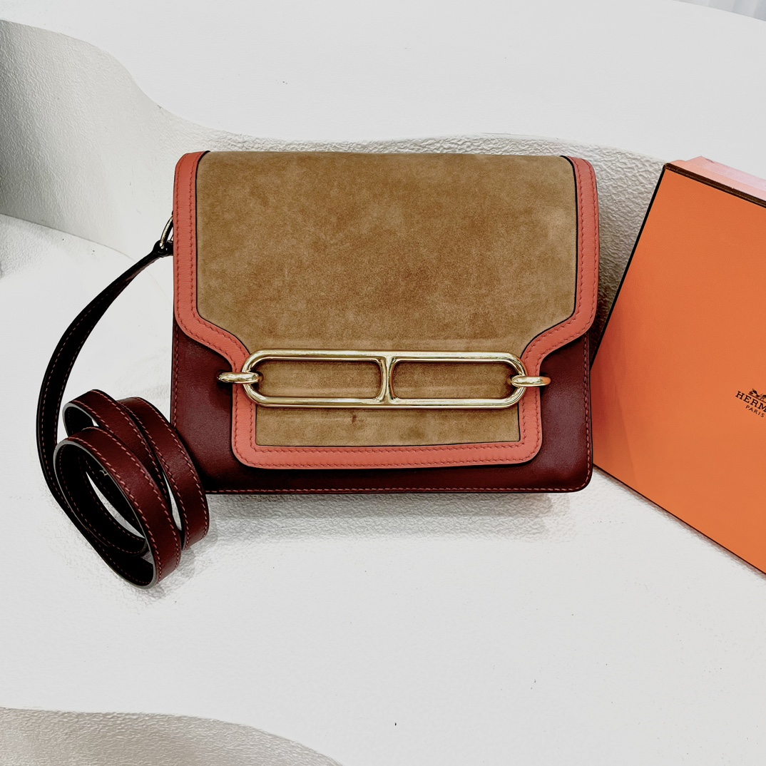 95新 Hermes/爱马仕 7姐专场oulis 猪鼻子23 拼色麂皮  