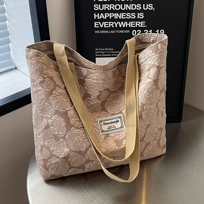 大容量国风包包包女新款通勤托特帆布包女ins单肩手提包上班族