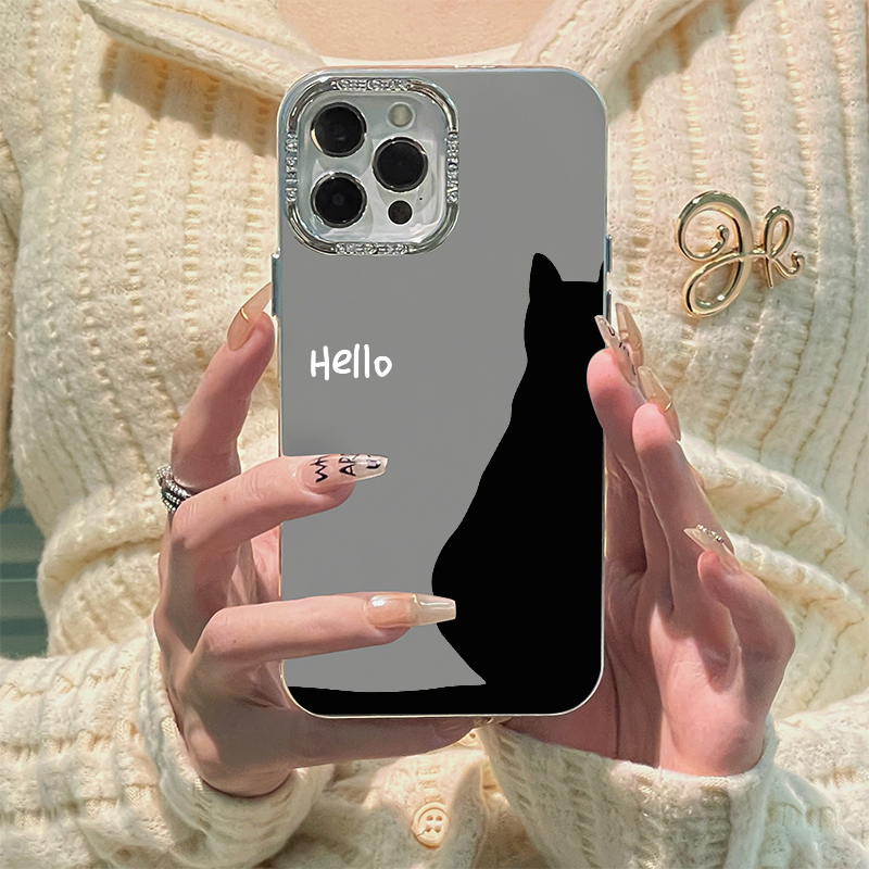 背影猫咪苹果15手机壳iPhone14promax电镀12防摔11高级13卡通可爱