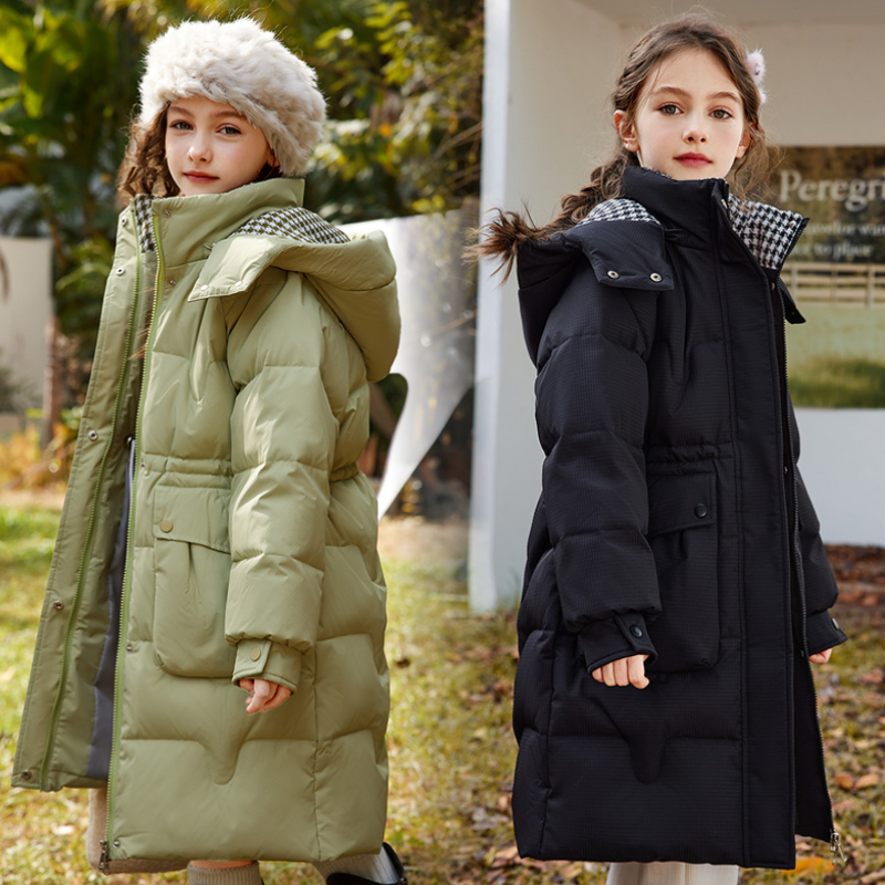 新款女童中长款羽绒服韩版收腰加厚儿童中大童过膝公主时尚冬装潮