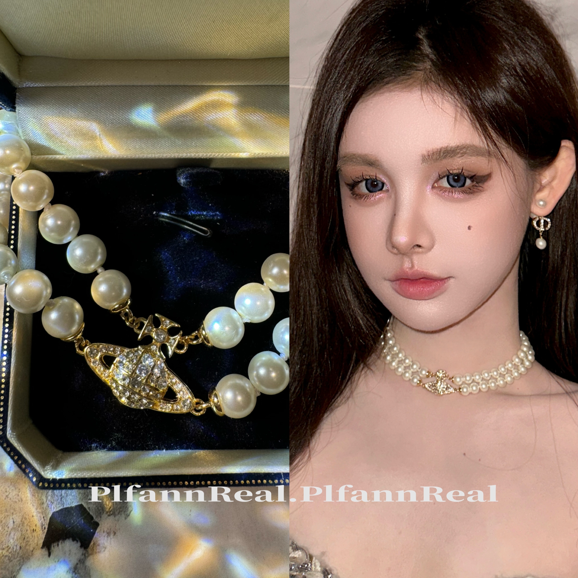 铜合金仿珍珠项链 法式星球贝珠项链 P0779