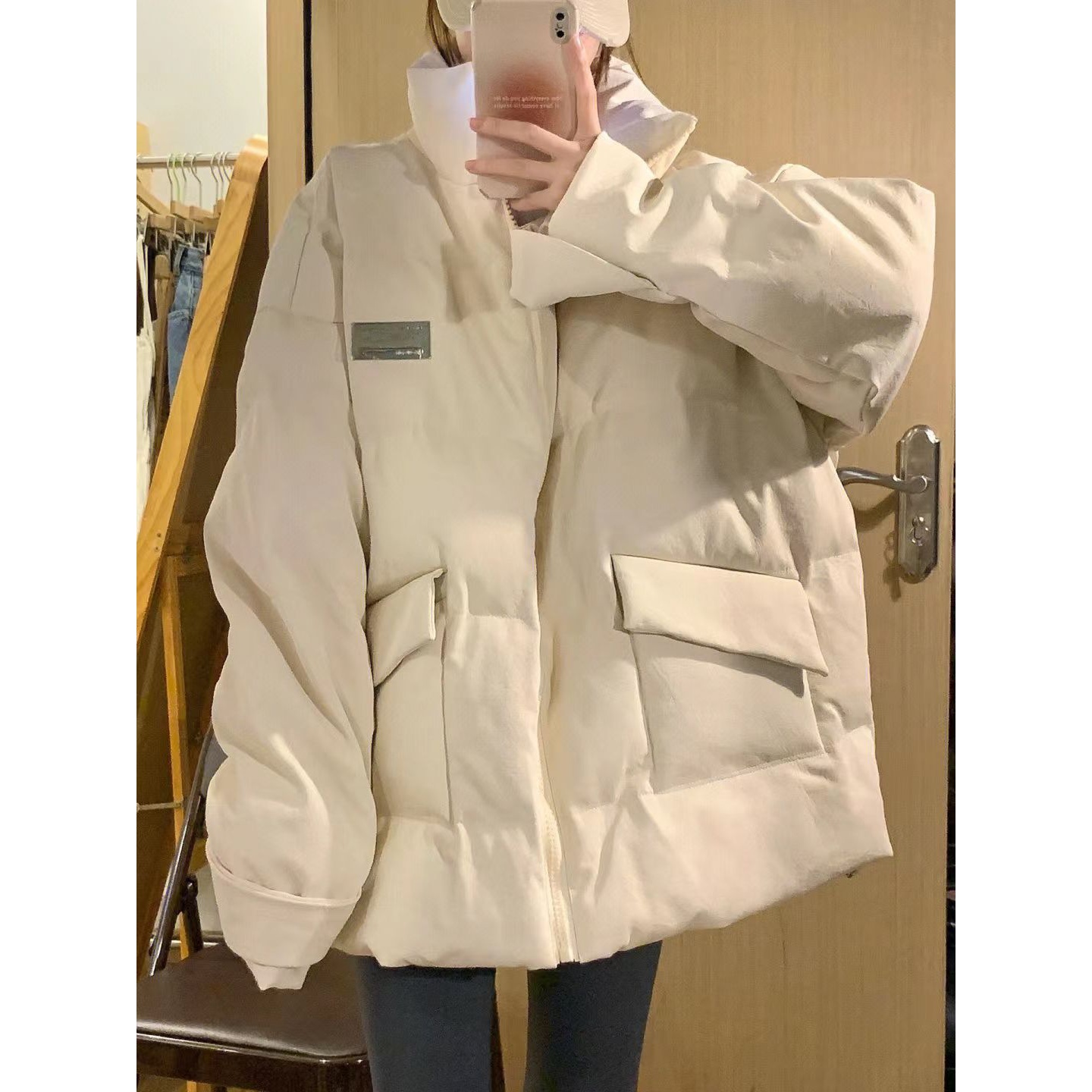 大码韩版设计感立领pu皮棉服女冬季新款ins加厚面包服棉衣外套潮