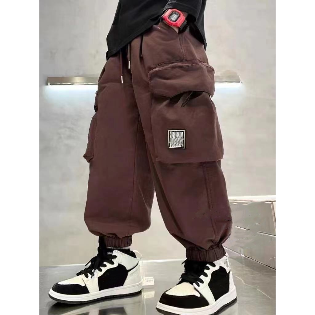 儿童一体绒抽兜工装时尚裤D5338