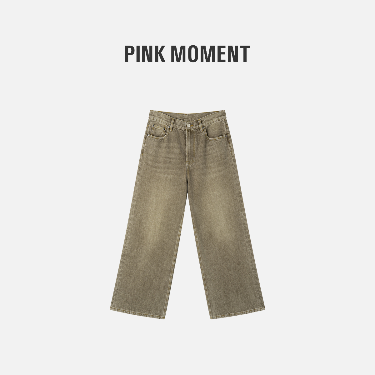 PM王囡囡 "复古棕女郎" 做旧高腰水洗牛仔裤 NC1C0291