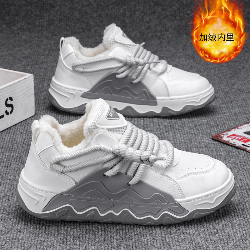 冬季回力休闲男鞋新款加绒加厚板鞋厚底棉鞋增高耐磨百搭休闲鞋