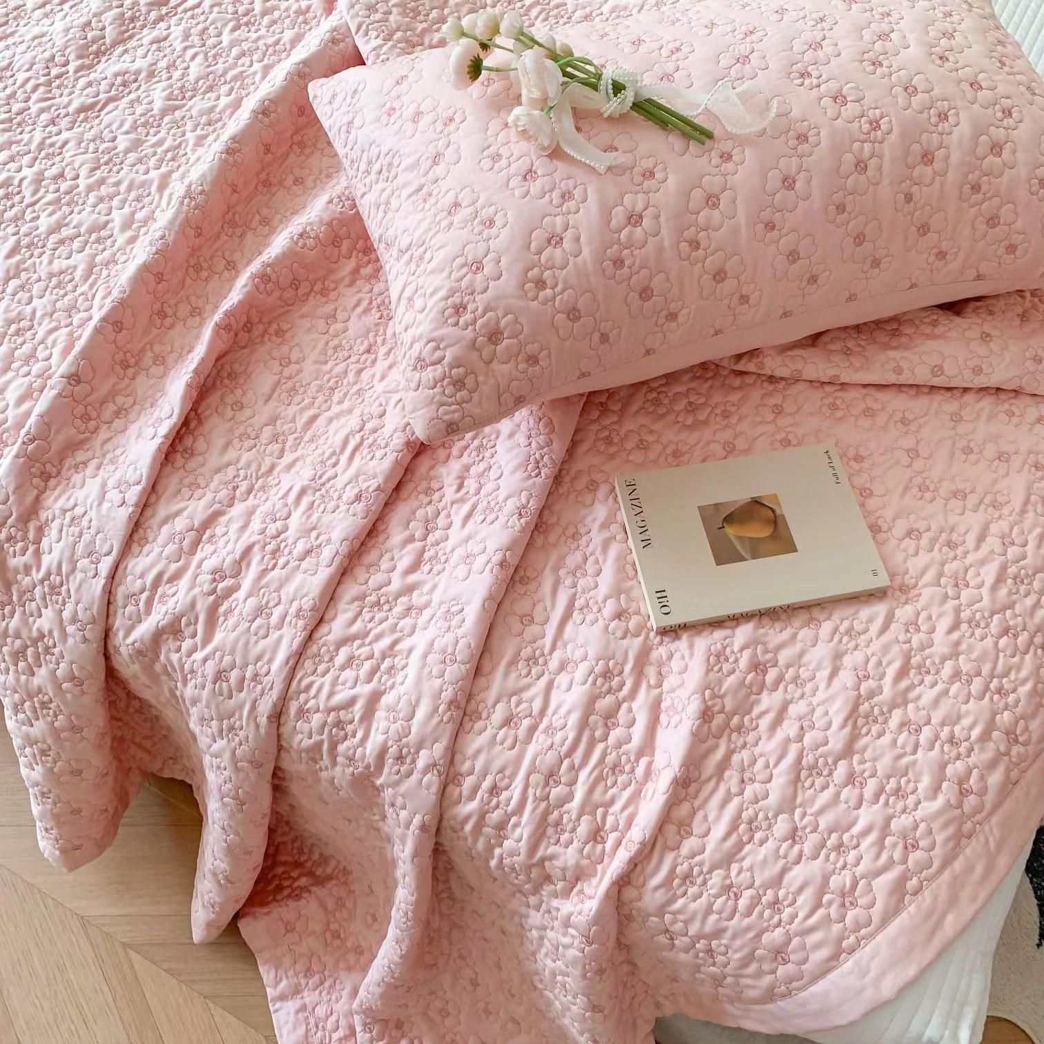 清新甜蜜奶油系列床盖床单单件四季通用，柔软舒适，多功能使用