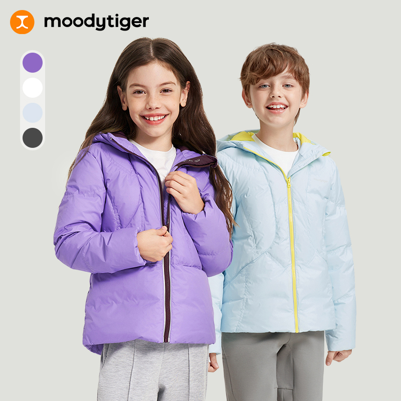 moodytiger新儿童时尚运动户外保暖连帽羽绒服【H】