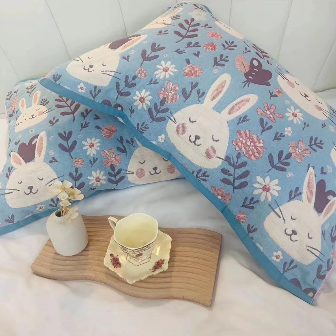 （萌宠兔）52*78多层纯棉纱布枕巾