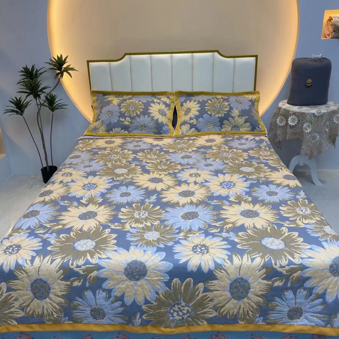 （向阳花）150*200cm多层纯棉纱布床盖单人