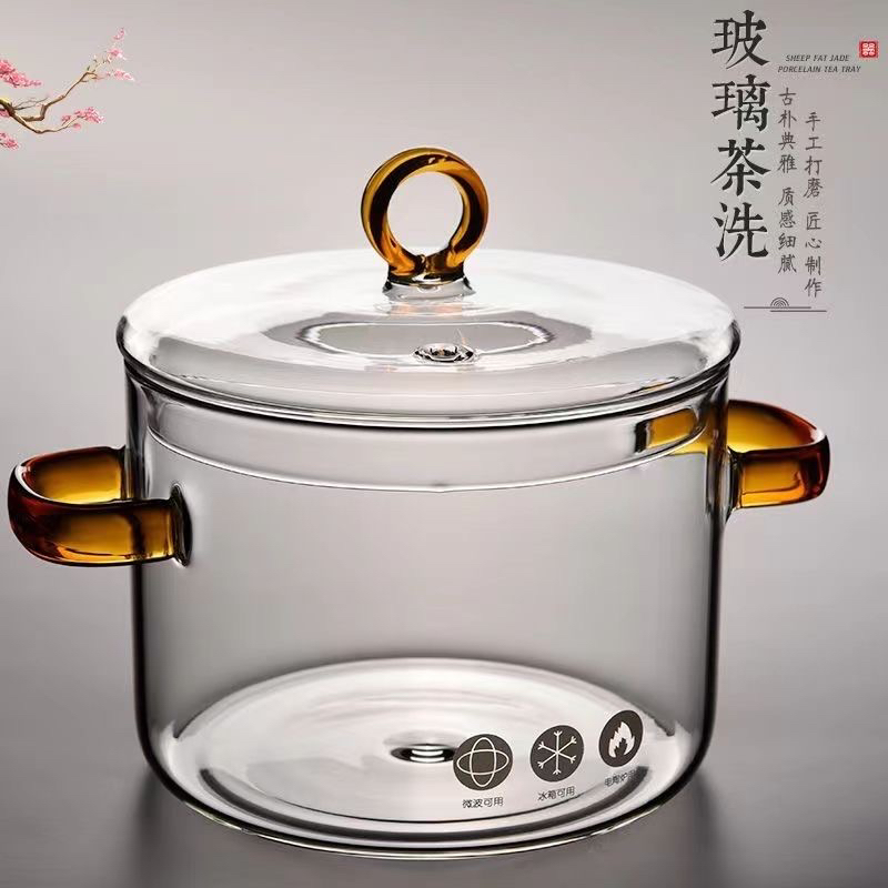 玻璃锅可加热玻璃汤锅高硼硅耐热玻璃炖盅家用炖盅锅泡面碗
