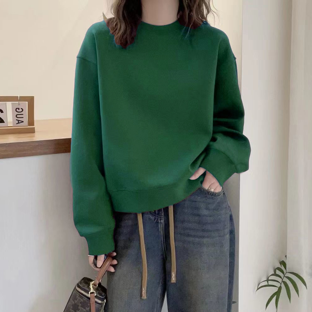 休闲简约百搭套头卫衣女春秋新款基础款上衣舒适洋气外穿加绒冬季