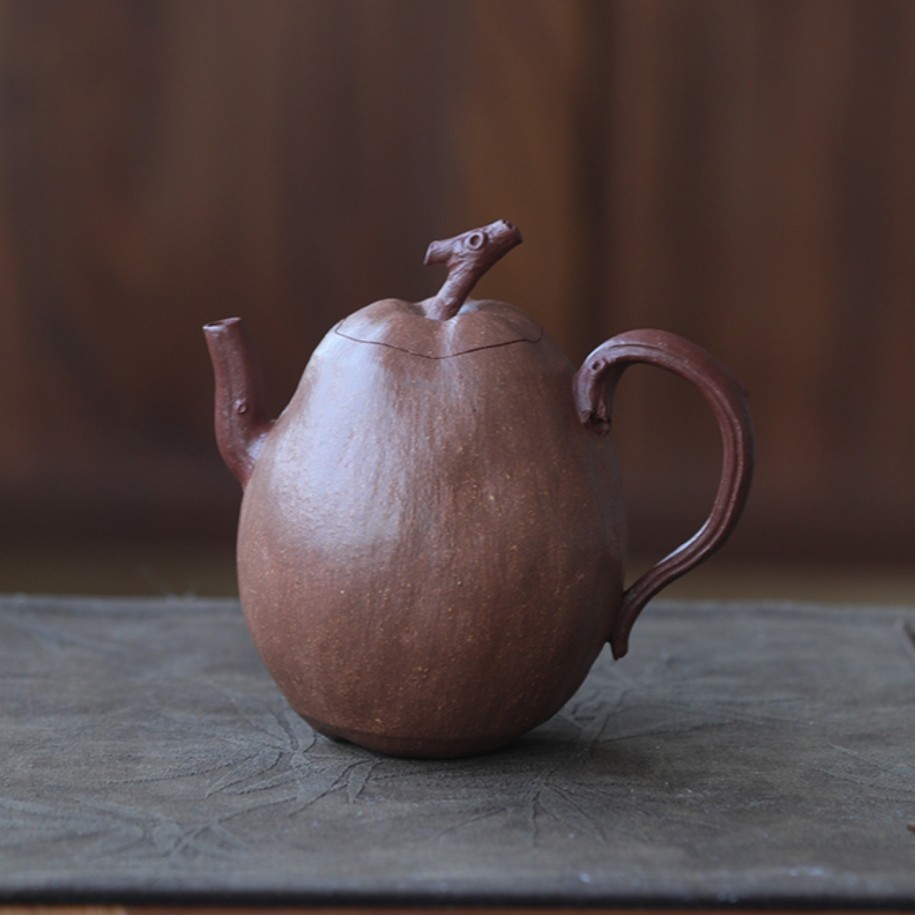 |pear梨壶纯手工仿生壶紫砂壶红降坡泥中式复古风薄瘦高原矿