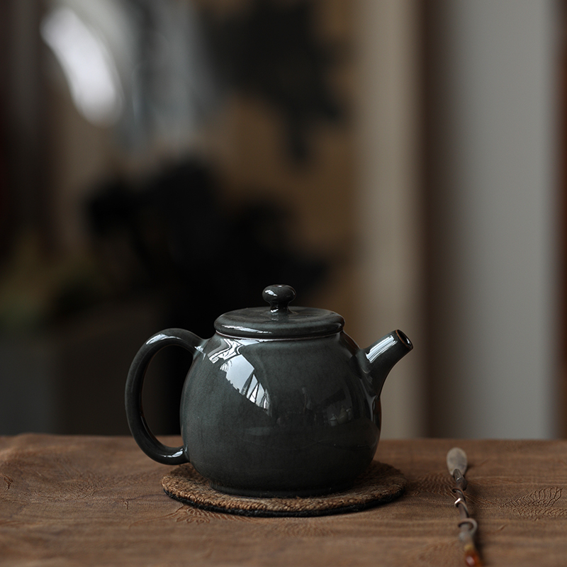 龙泉青瓷陈卫武茶壶黑美人匏尊200ml中式泡茶高端茶具纯手工家用