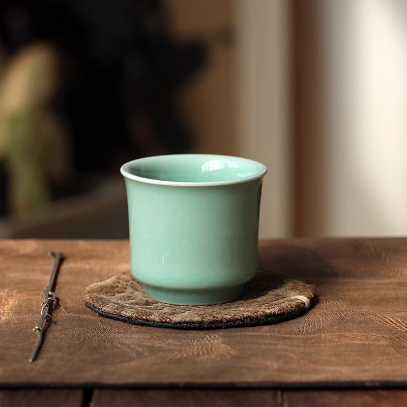 节节高升竹节杯龙泉青瓷周贝主人杯梅子青品杯茶杯纯手工中式纯色