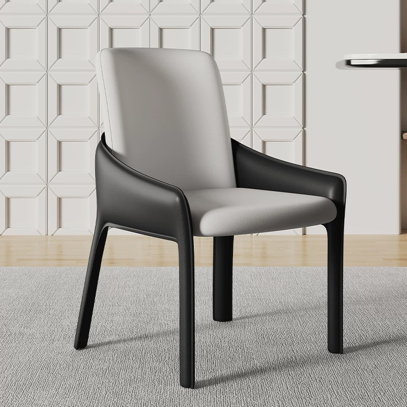 意式马鞍皮餐椅家用餐桌椅去污皮靠背椅极简书桌椅化妆椅子高级感