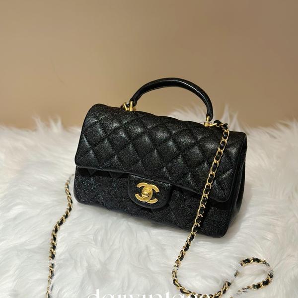 99新 Chanel/香奈儿 大吉中古/Chanel香奈儿粒面手柄大mini斜挎包