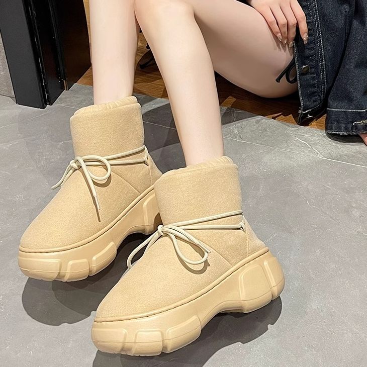 厚底雪地靴女冬季高帮靴韩版ins潮户外防滑EVA保暖加绒加厚棉鞋