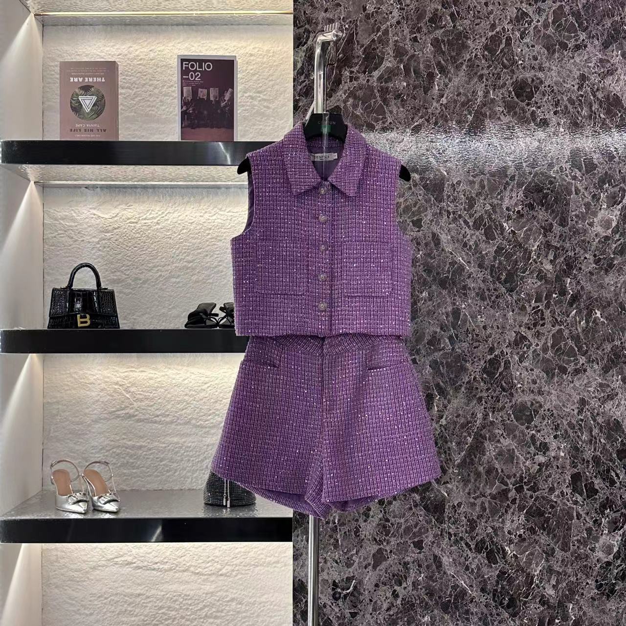 【CENFUN】93*2025年夏季新款时尚休闲百搭女士紫色套装FD00102