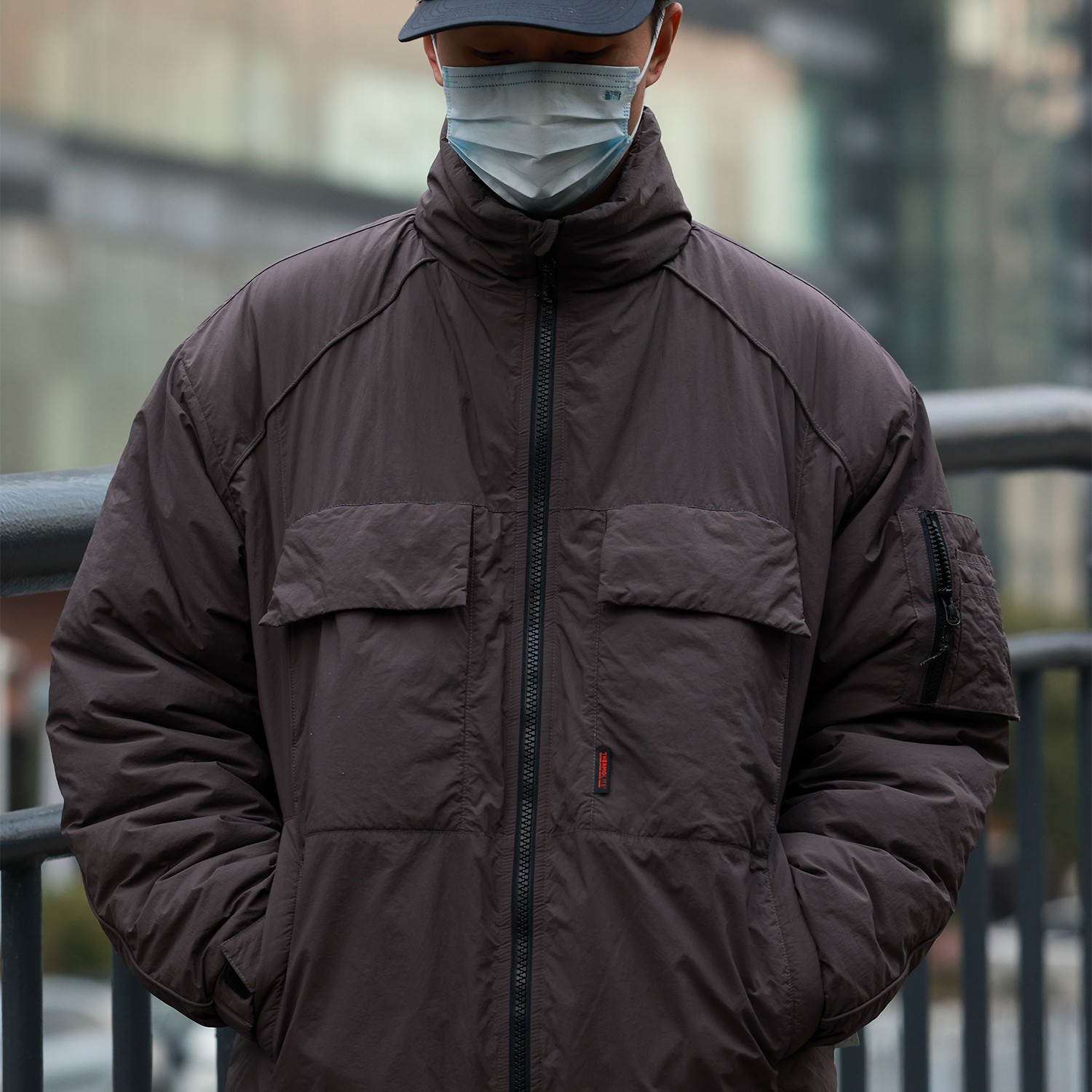 PINSKTBS 潮牌冬季加厚多口袋夹克棉服外套宽松面包棉袄棉衣男