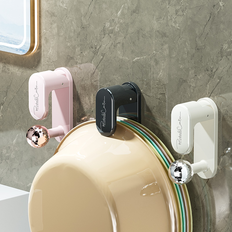 壁挂式脸盆挂钩免打孔厕所无痕卫生间收纳置物挂盆神器