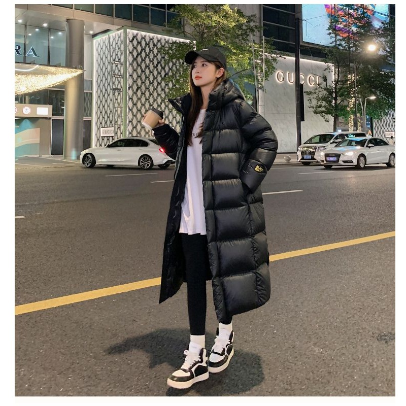 波司澄黑金长款过膝羽绒棉服女年冬季新款棉衣情侣宽松加厚棉袄