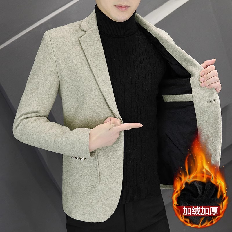 毛呢外套男款春秋季男士西装韩版休闲潮流单西上衣服男商务西服