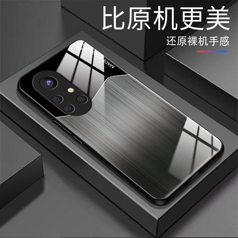 适用于荣耀v40轻奢版手机壳HONORv40轻奢版渐变墨黑男款防摔玻璃