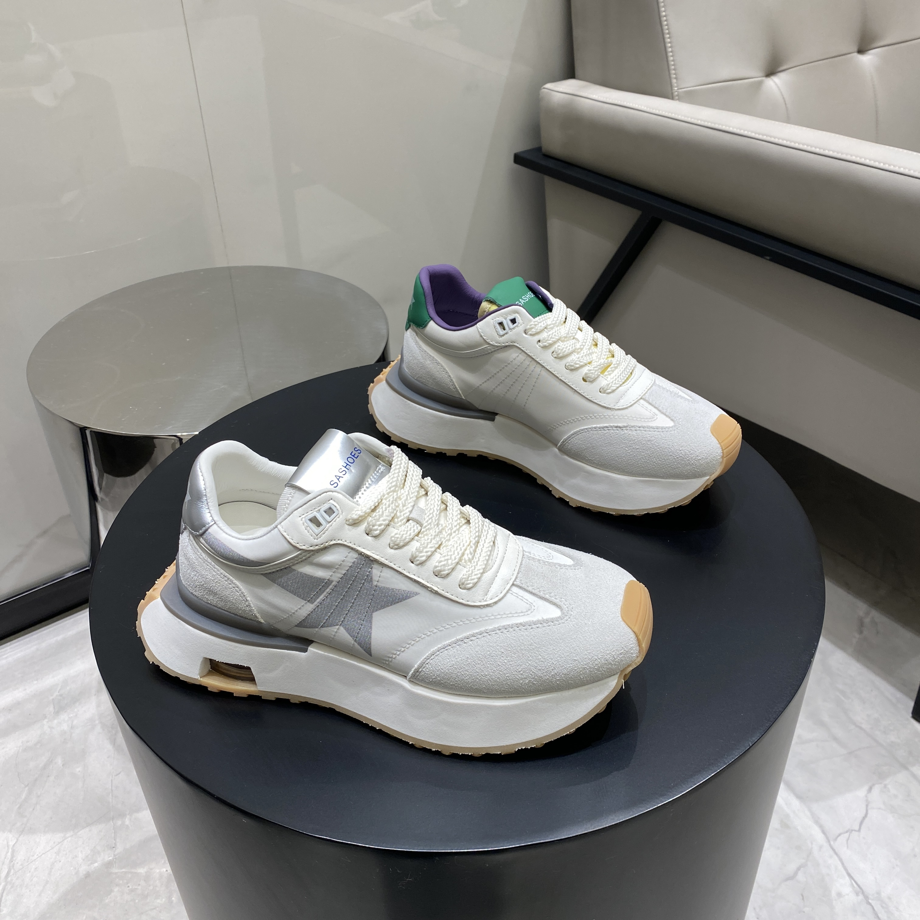 2024新款女鞋百搭潮流厚底系带时尚休闲鞋增高洋气真皮小白鞋真皮