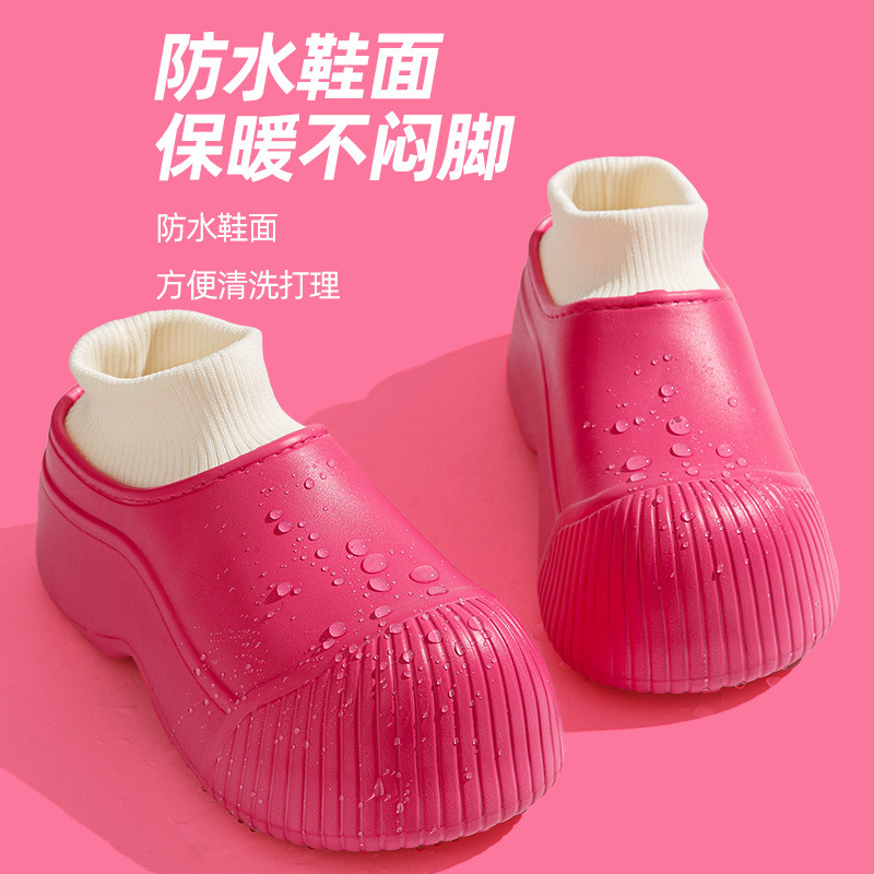 冬季居家包头加绒防水棉鞋百搭低帮包跟厚底防滑毛绒保暖时尚情侣