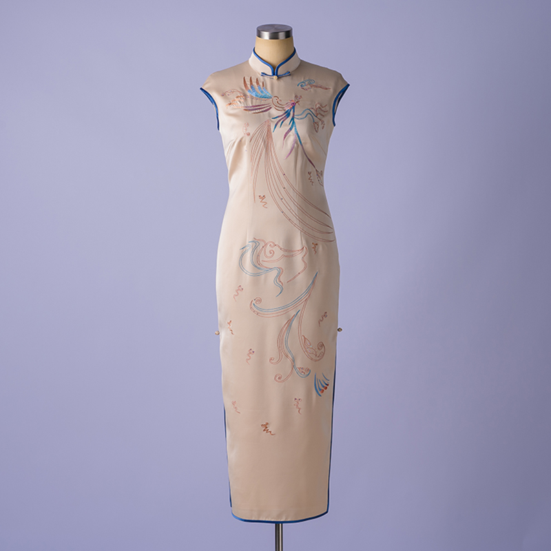 徐永良 SZ23SS09 高端手工绣花旗袍中国风醋酸气质优雅修身长款