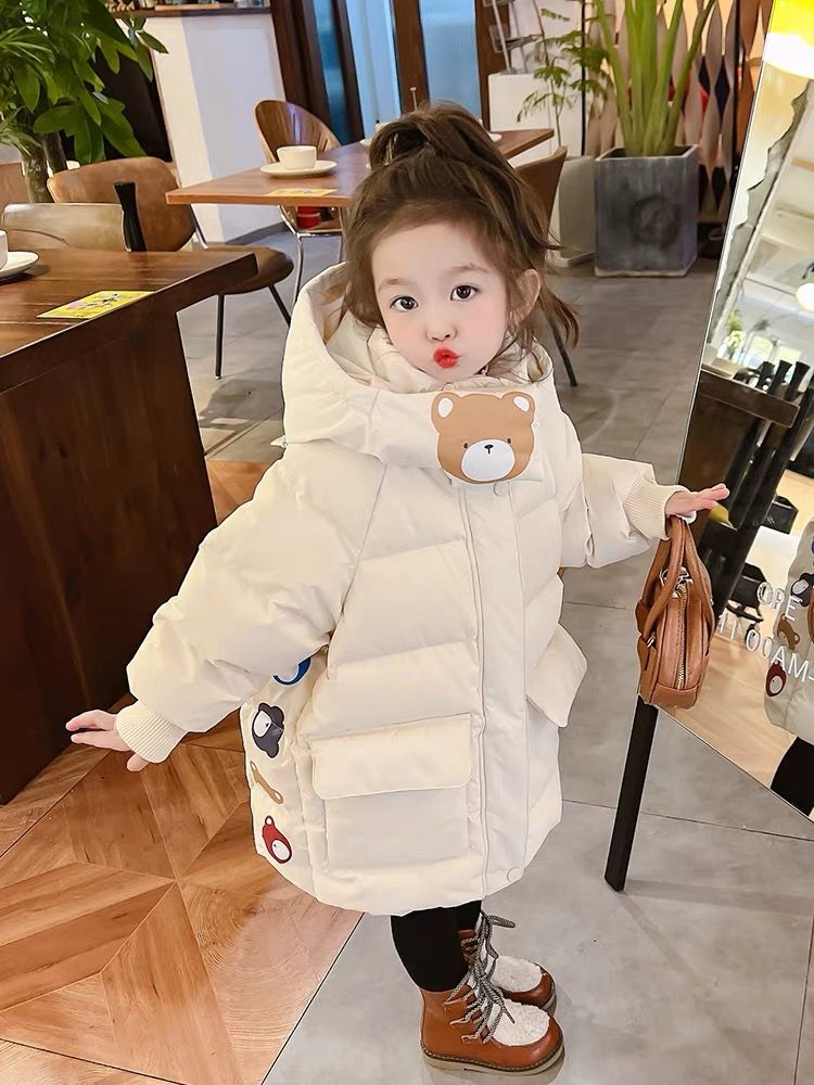 波司澄羽绒服女童羽绒棉服2023新款冬季韩版宝宝中长款小女孩加厚