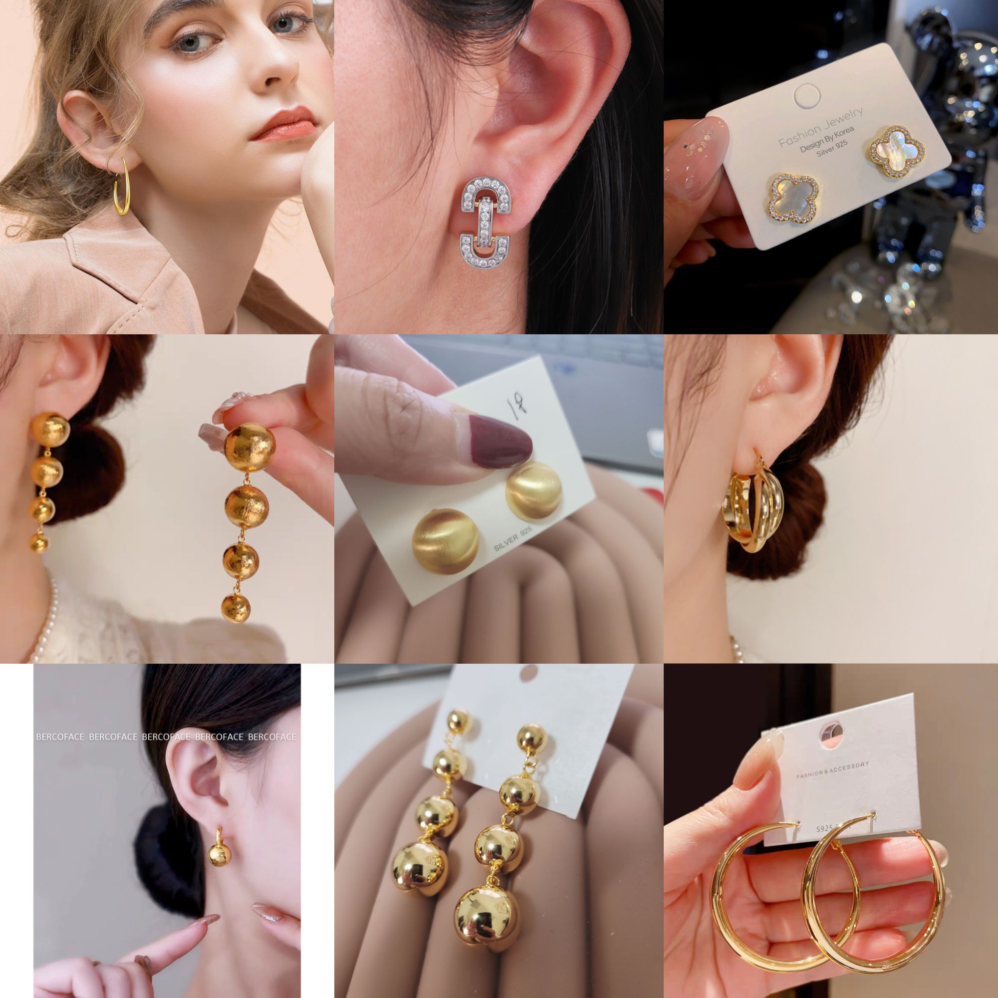 铜合金合成锆石耳饰 轻奢百搭小众简约ins精致小巧冷淡风