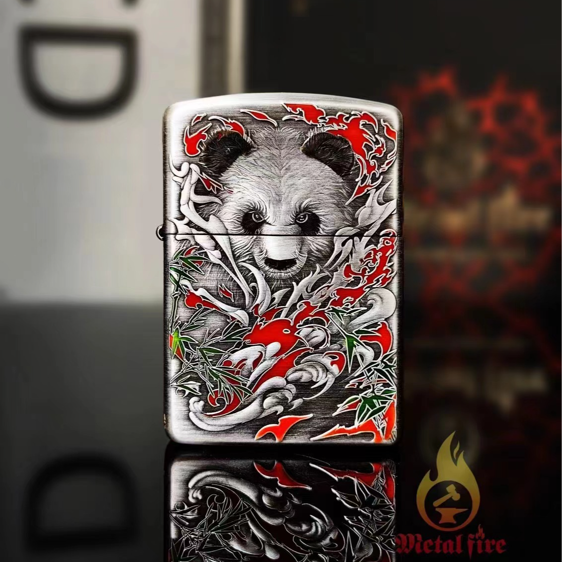 ZIPPO打火机【功夫熊猫】 熏银盔甲机  防风打火机【达人专属】