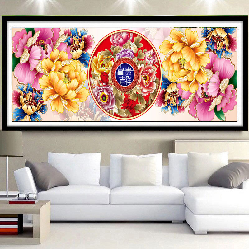 花开富贵新款印花十字绣客厅大幅花卉图牡丹富贵吉祥线绣精准印花