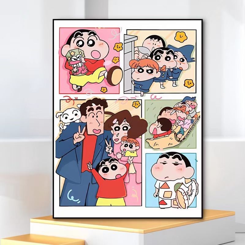 蜡笔小新十字绣新款线绣卧室可爱卡通动漫简单刺绣满绣19色无勾边