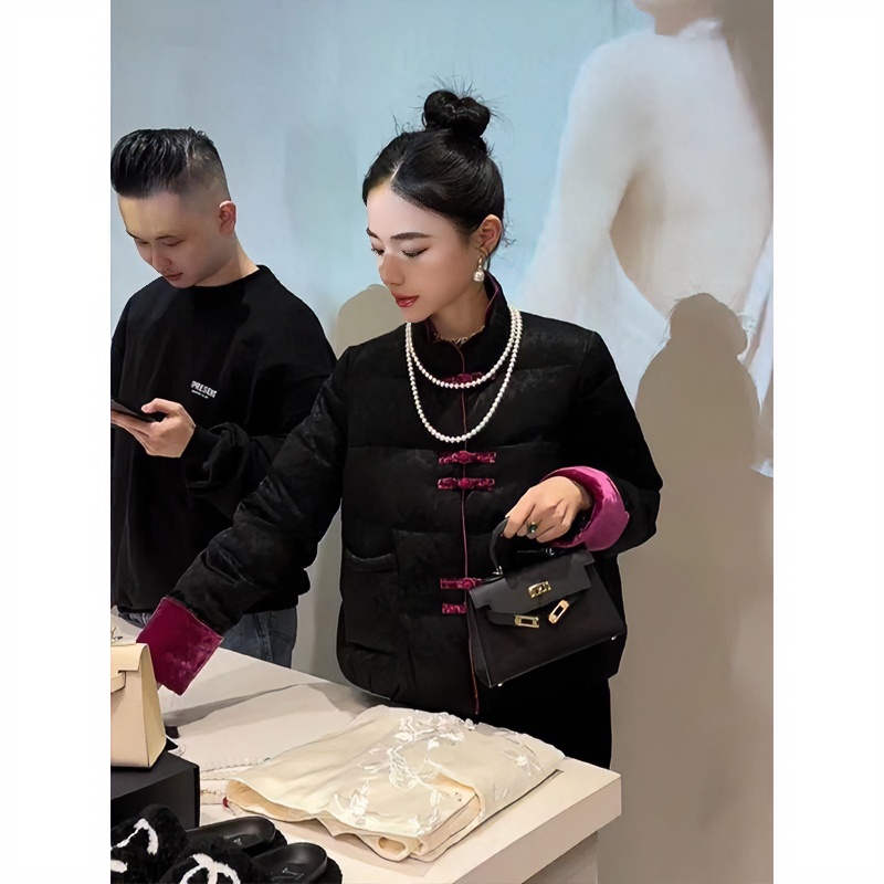新中式国风小个子白色棉服外套女冬季新款时尚复古唐装棉袄棉衣潮