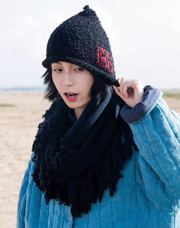 沉香布衣草堂原创秋冬新品绣线帽潮款保暖减龄精灵帽