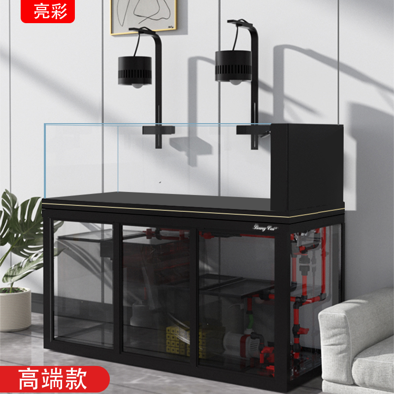 高端工业风溪流缸，水草兰寿鱼缸水族箱过滤自动补水超白鱼缸玻璃