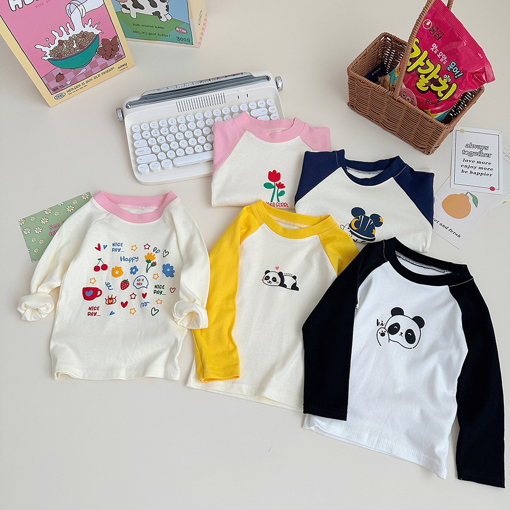 【A类100纯棉亏米福利】儿童时尚插肩长袖T恤秋季韩版打底衣