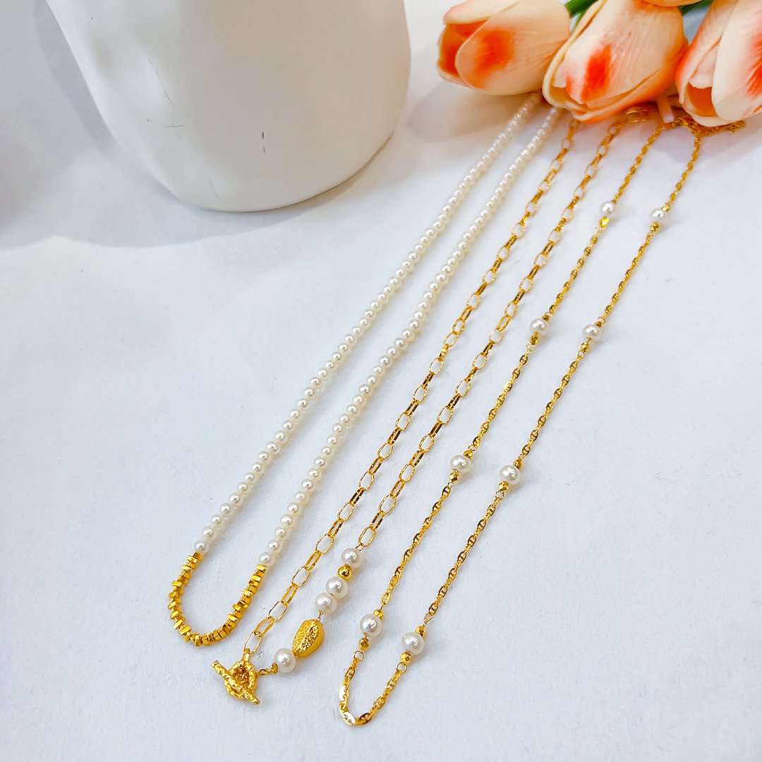 精品5G足金气质优雅珠珠项链 00688