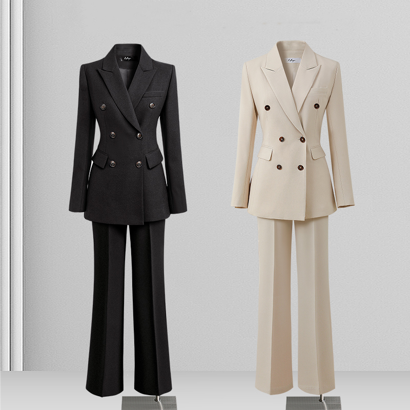 【西装套装】秋冬新款木白色上档次轻奢立体修身烟管裤西服工作服