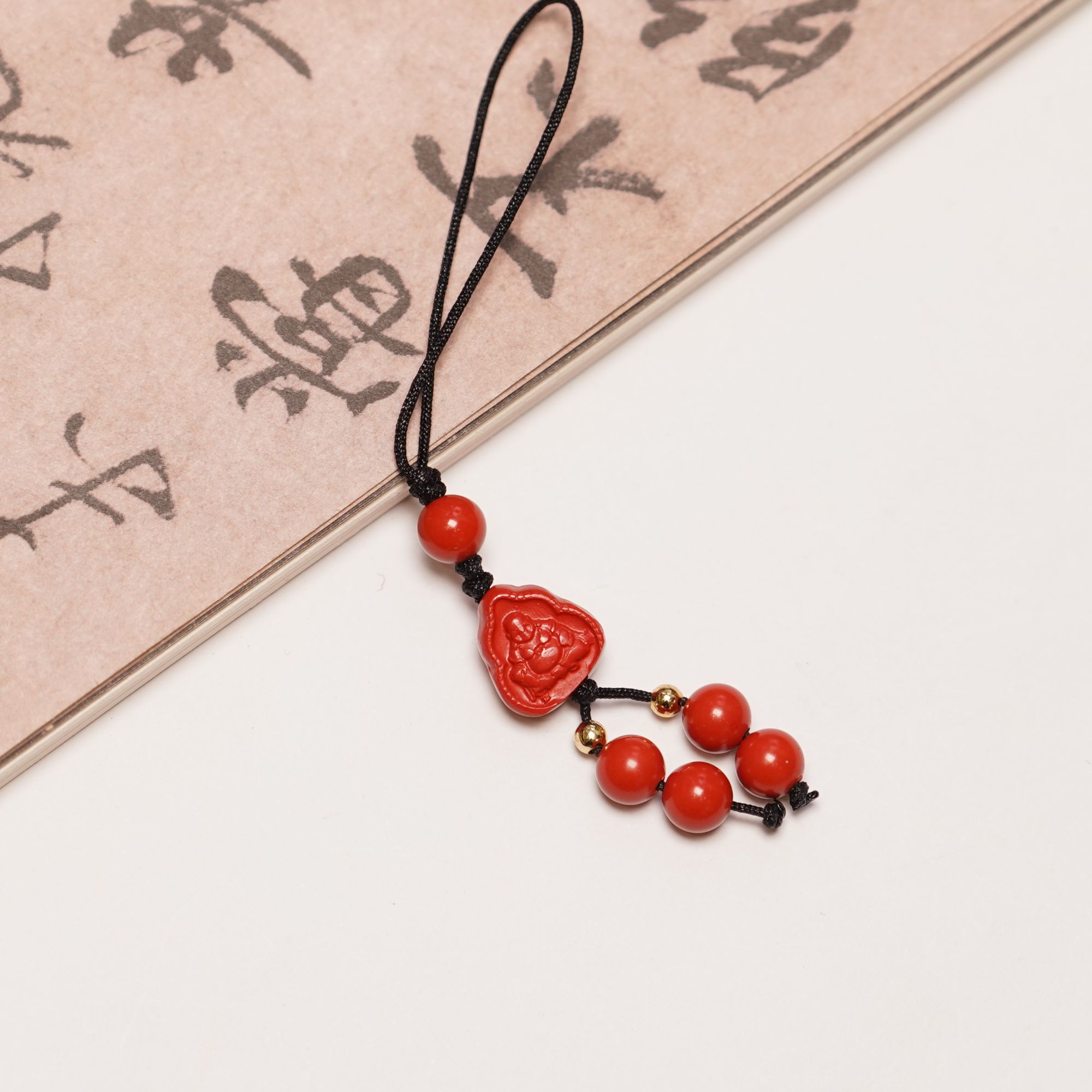 含辰砂工艺品朱砂弥勒挂件ZC10A120017