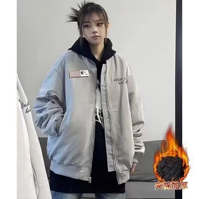 美式复古街头飞行员夹克棒球服男女潮牌宽松情侣百搭休闲工装外套