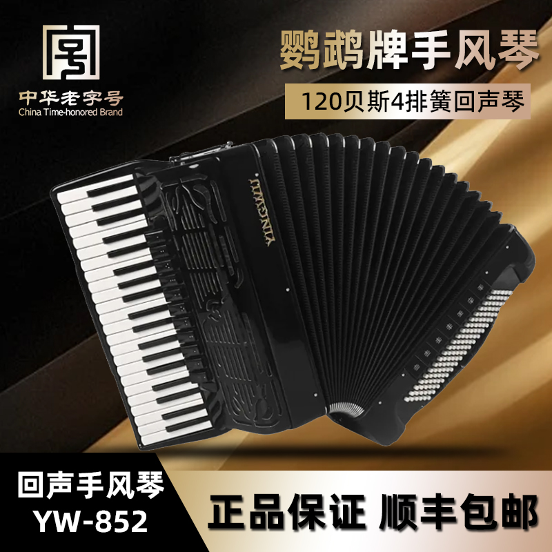 鹦鹉手风琴 YW-852 回声琴120贝斯4排簧成人专业考级演奏
