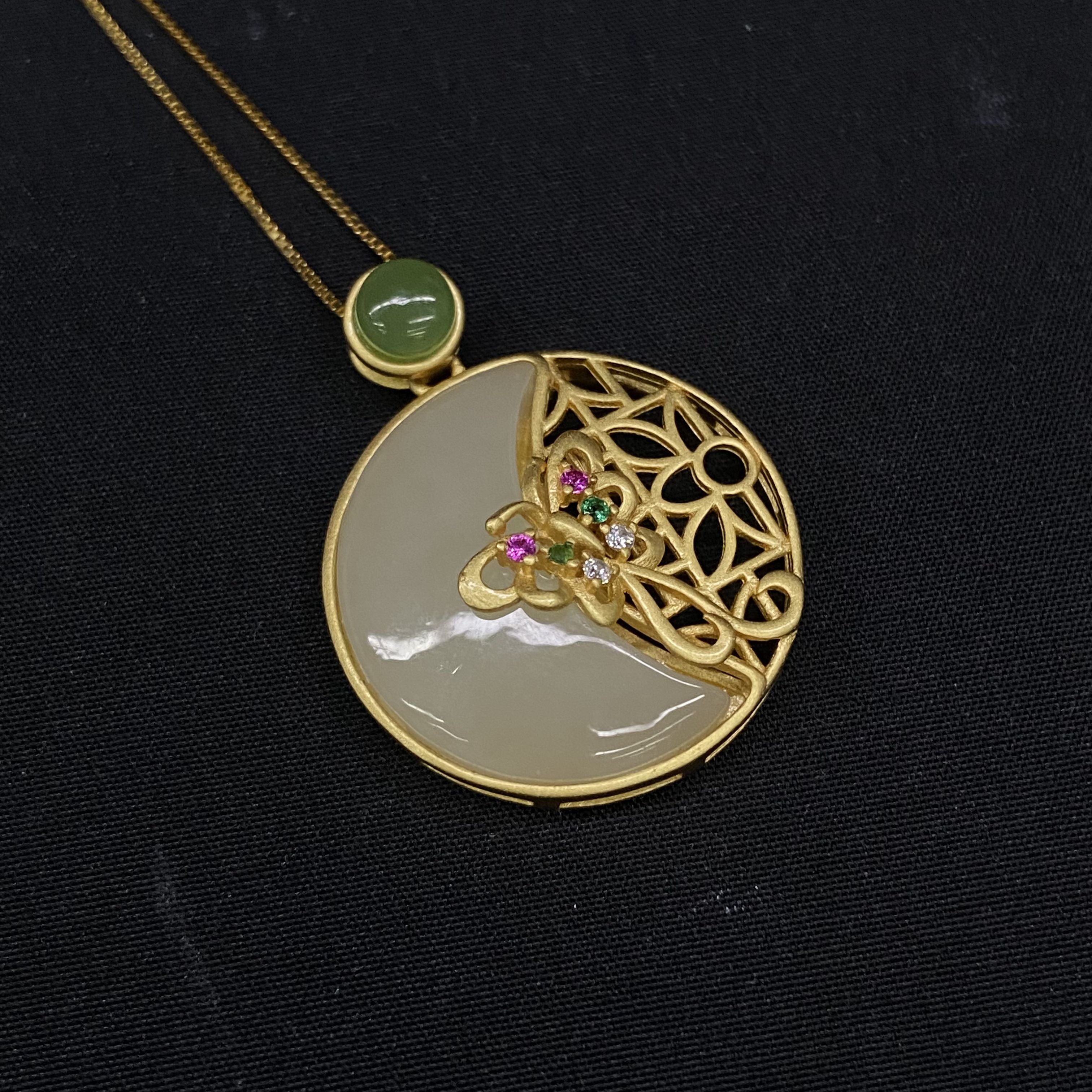 【618大促】香港王老板-YDY337和田玉镶嵌吊坠c75