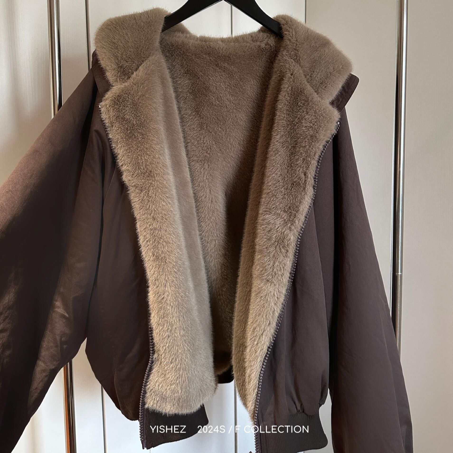 洢社长 自制仿貂毛棉服 正反两穿御寒加绒加厚重磅外套